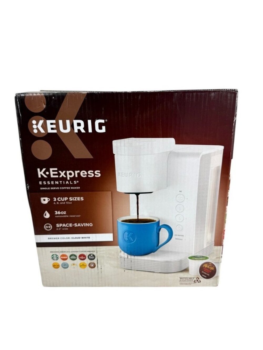 Keurig K-Express Essentials Single Serve K-Cup Pod Coffee Maker Cloud White